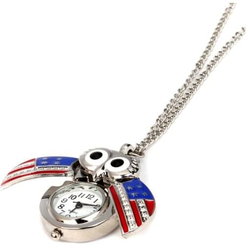 Moment # L05 2018 Funny Surprise Pocket watch Vintage Style Retro Slide Owl Pendant Long Necklace Analog Pocket Watch Gift