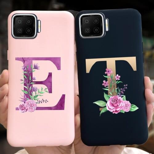 For OPPO F17 Case OPPO F17 Pro Cute Letters Pattern Phone Back Cover For OPPO F17 Pro F 17 F17Pro Soft Silicone Bumper Floral