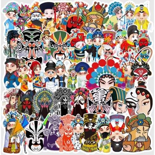 50pcs Peking Opera Theme Sticker Waterproof for Car Bumper Laptop Skateboard Surfboard Luggage Bicycle Kids Toy Boat Box Decals