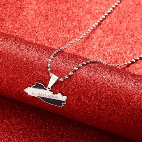 El Salvador Map Pendant Necklace for Women Men Gold Color Jewelry Map of El Salvador Necklaces