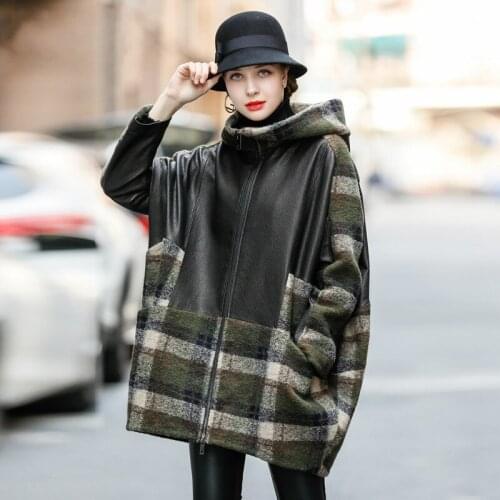 Genuine Leather Coat Women Real Sheepskin Coat Female Winter Long Down Jacket Hooded Real Sheep Fur Outwear Jackets Hiver 0099