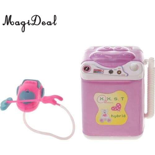 Plastic Miniature Washing Machine&Dust Cleaner for Dollhouse Bathroom Furniture Decor Dolls Accessories Model Toys