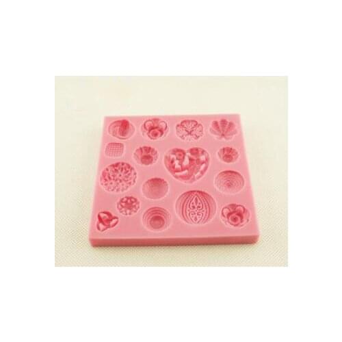 Direct Selling New Arrival Rubber Eco-friendly Cake Decorating Tools 16 Buttons Of Liquid Fondant Cake Mold Decoration