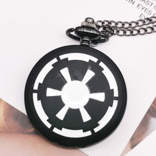 New Fashion Galactic Empire Badge Quartz Pocket Watches Black Pendant Watch Unisex with Necklace Fob Chain CF1045