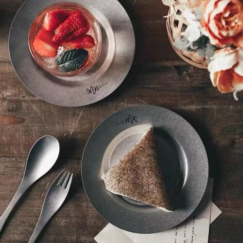 Retro Serving Tray Snack Side Dishes Dessert Plate Vintage Stainless Steel Dinnerware Eco-Firendly