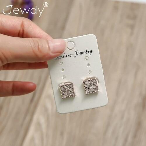 Simple Square Rhinestone Clip Earring Korean Fashion Gold Jewelry Non Pierced Geometric Trendy Party Pendientes Wholesale