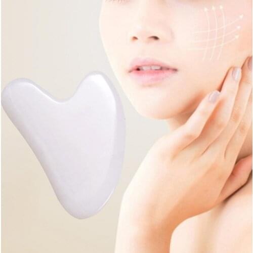 Natural Jade Facial Guasha Board Heart-Shaped Lift Skin Synthetic Body Massage White Scraper Board Skin Care Tool гуаша скребок