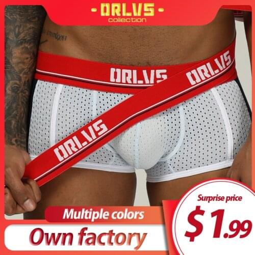 ORLVS male underwear men boxers cueca masculina comfortable underpants breathable men boxershorts mesh male pants calzoncillo