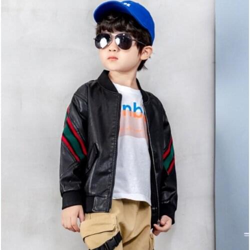 Top Quality Spring Leather Boys Jacket And Coat Waterproof Fashion Pattern O-Neck Black Kids Blazers Jackets Free Shipping LE1