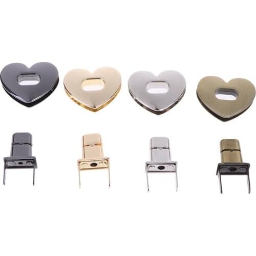 1Set Heart Shape Clasp Metal Hardware Handbag Bag Turn Lock Twist Lock Bag Accessories DIY Bag Parts