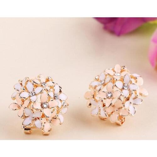 Stud Earrings for Women Female 2021 Boucle D'oreille Crystal Flower Clover Earring Gold Bijoux Jewelry Brincos Mujer