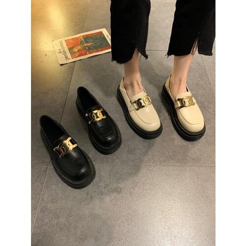 Black thick-soled tassel set foot ladies single shoes summer trend wild temperament casual small leather shoes large size 35-40