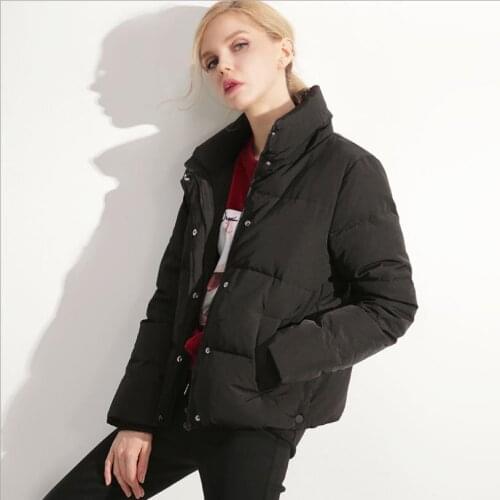 Winter new fashion brand white duck down jacket female stand collar stitching warm duck down coat with pockets wq412 dropship