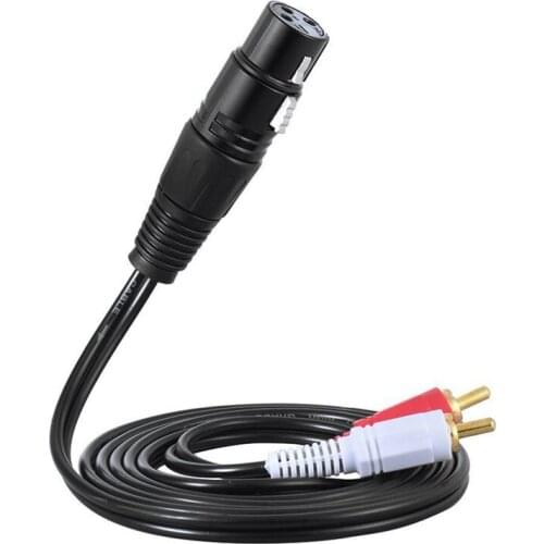 1.5m/ 5ft Stereo Audio Splitter Patch Y Cable Cord 1 XLR Female to 2 RCA Male Plug