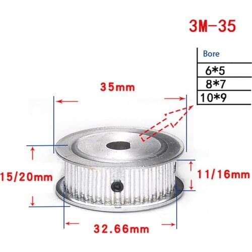 1Pcs 3M 35 Tooth To 40 Tooth Synchronous Wheel D Bore Synchronous Gear Motor Timing Belt Width 11mm 16mm