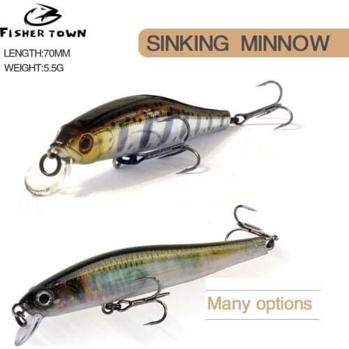 1PCS 70MM 5.5G Sinking Minnow Fishing Lures Artificial Bait 3D Natural Eyes Wobbler Hard Bait Fishing Tackle