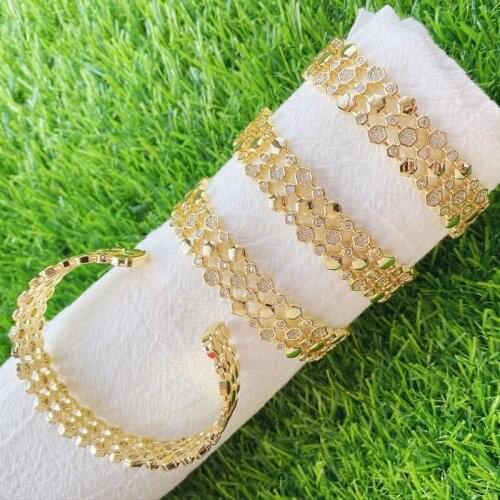 3Pcs Geometric Layer zircon Bangle Gold color bangles Crystal style stone bangle fashion jewelry for women Women bangle 51713