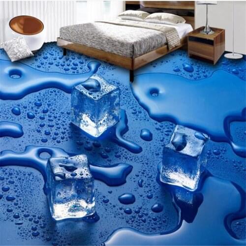 Beibehang large fresco ice water droplets 3D floor tiles floor tiles thickening waterproof pvc environmental wear-resistant film