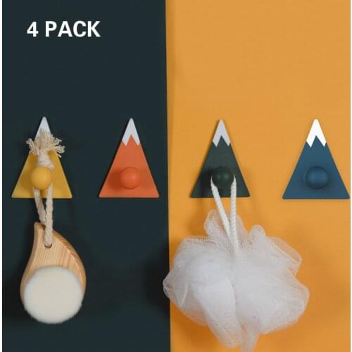 4pcs/set Mount Fuji hook Self-adhesive on the wall Creative behind the door Cute without trace Wall ins hook home storage tools