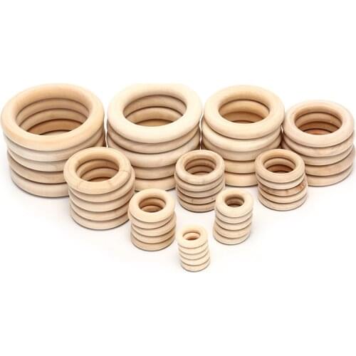 5/10/20/50pc Baby Teething Rings DIY Wooden Beads Connectors Circles Rings Unfinished Natural Wood Lead-Free For Making Crafts