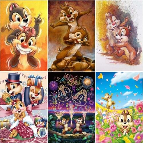5D diamond painting Full square Cuadros haft diamentowy Cross stitch kit set tools animal Cartoons Chip 'n' Dale Two squirrels