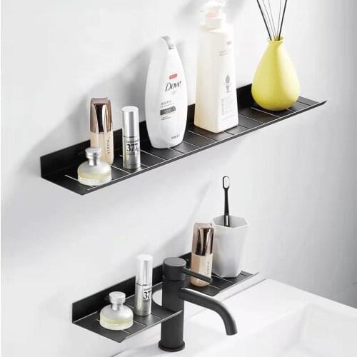 Aluminium Sink Storage Rack with groove Kitchen Bathroom Faucet Soap Dish Drainer Shelf Organizer