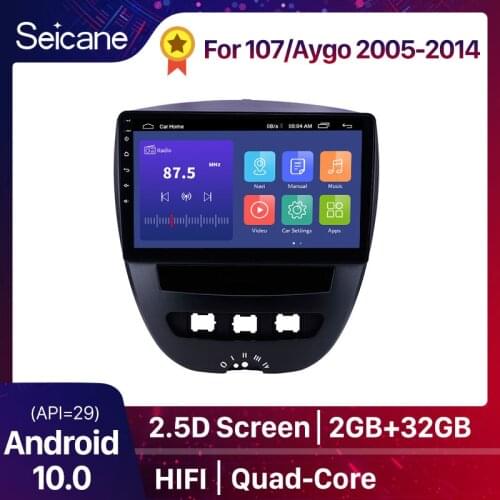 Seicane 10.1" 2 din Android 10.0 Car Radio GPS Navigation Multimedia Player for 2005-2014 Peugeot 107 support TPMS DVR Carplay