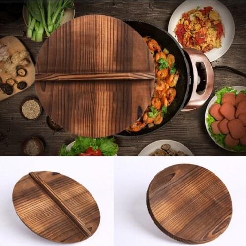 Household Kitchen Multi-functional Wooden Pot Cover Large Handle Pan Lid Eco-friendly Anti-scalding Wood Baking Pot Cover