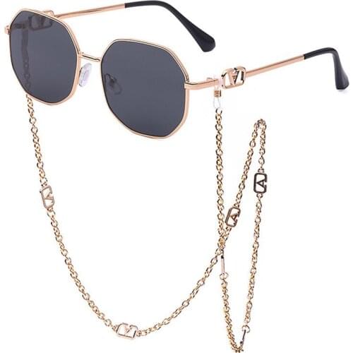 Chain Sunglasses Women 2021 New Anti-drop Chain Lanyard Irregular Goggles Women Trend Luxury Birthday Present Brand Elegance