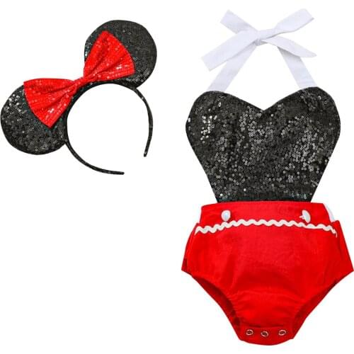 0-24M Infant Sleeveless Romper with Bow Headband Heart Shape Sweet Style Summer Clothing