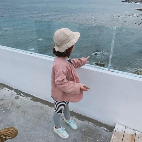 Childrens cotton and hemp long sleeve coat autumn loose double layer cotton and hemp coat boys clothes girls coats