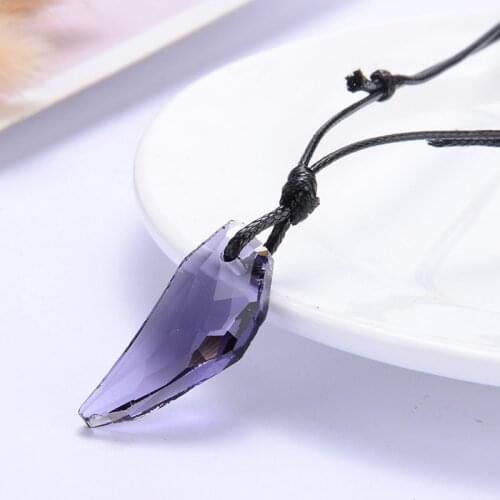 Men Women Antique Crystal Wolf Tooth Pendant Necklace Vintage Austrian Crystal Leather Chain Necklace Shellhard Charm Jewelry