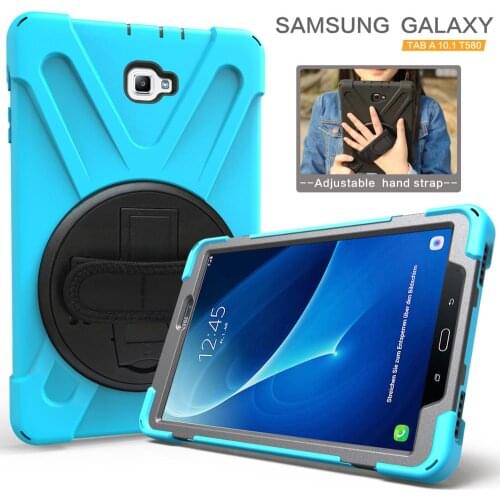 For Samsung Galaxy Tab A A6 10.1 SM-T580 T585 Hand Strap 360 Rotation Stand Case Cover for Samsung T580 T585 Case