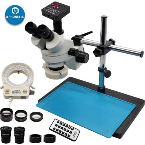 21MP HDMI Digital USB Microscopio Camera 3.5X-90X Simul-Focal Trinocular Stereo Microscope Soldering Electronics Repair Kit