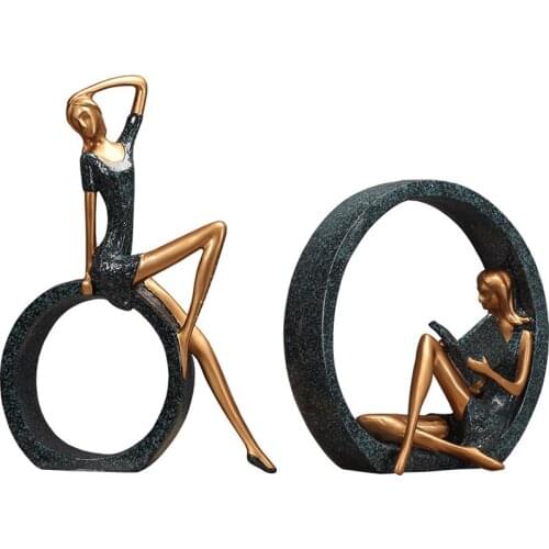 CREATIVE EUROPEAN ABSTRACT GIRL FIGURINE ORNAMENTS FURNISHING ARTICLES DESKTOP CRAFT RESIN LADY MINIATURE LIVING ROOM DECOR GIFT