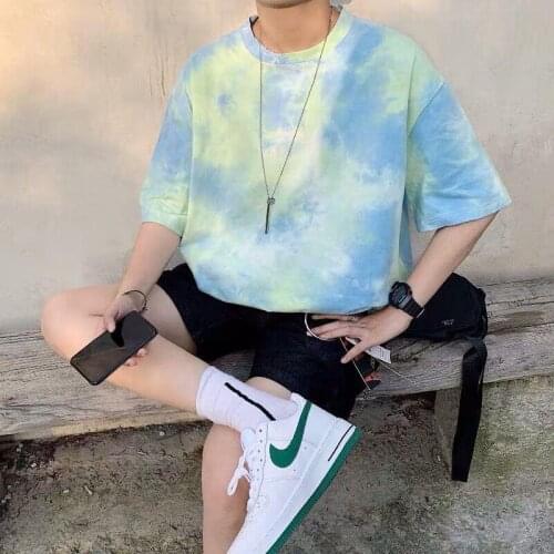 Men Summer Short Sleeve T-Shirt Hip Hop Tie-dye T-Shirt Street Men Casual T-Shirt 2021 Large Mens Topcoat