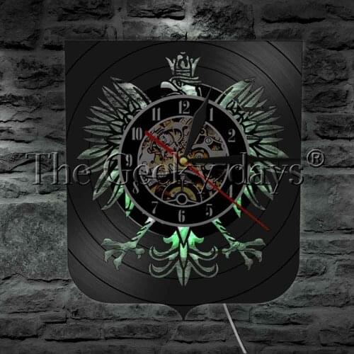 Poland Coat Of Arms Crowned White Eagle LED Lighting Wall Clock Color Changing Wall Light With Remote Control Polish gift