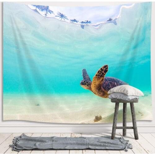 Sea Turtle Tapestry Ocean Animal Hawaiian Tapestry Wall Hanging For Bedroom Underwater Beach Blanket College Dorm Home Decor