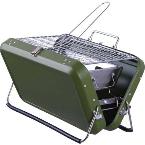 Picnic Barbecue Stove Luggage-style Barbecue Grill Folding Outdoor Cooking Grill For 1-3 People Charcoal Grill BBQ Table