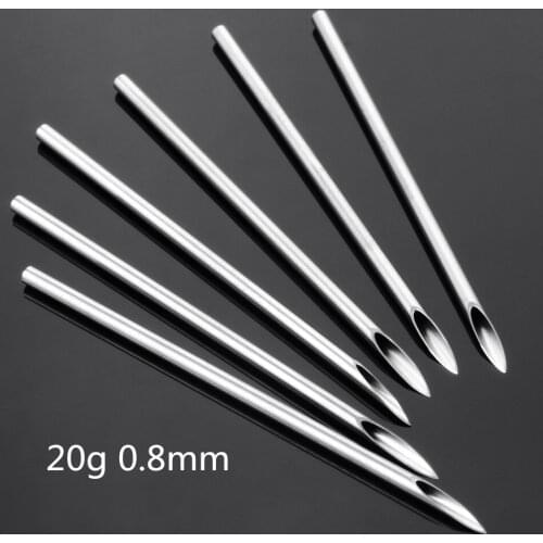 10pcs 20G 0.8mm Stainless Steel Tattoo Needles Nose Lip Ear Sterile Needle For Beauty Body Piercing Jewelry Tools