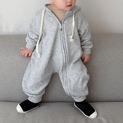 8368 PRE-SALE Baby Clothes Boys Bodysuit Autumn 2021 Girls Jumpsuit Fashion Zipper Hooded Terry Cotton One Piece Clothes
