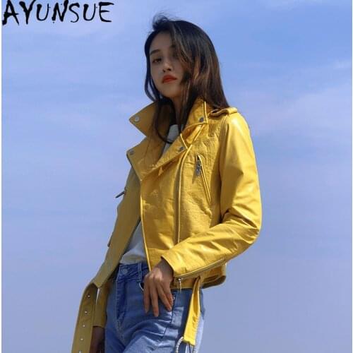 AYUNSUE Real Sheepskin Jackets Women Genuine Leather Jackets Famale Fashion Short Coats for Ladies Chaqueta Cuero Mujer SQQ52