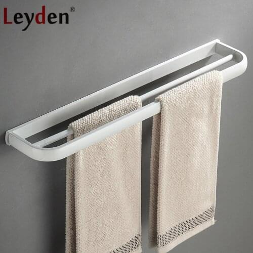 Leyden Wall Mounted Bathroom Double Towel Bars Durable Antirust Towel Rack Towel Rails Holder Bathroom Accessories