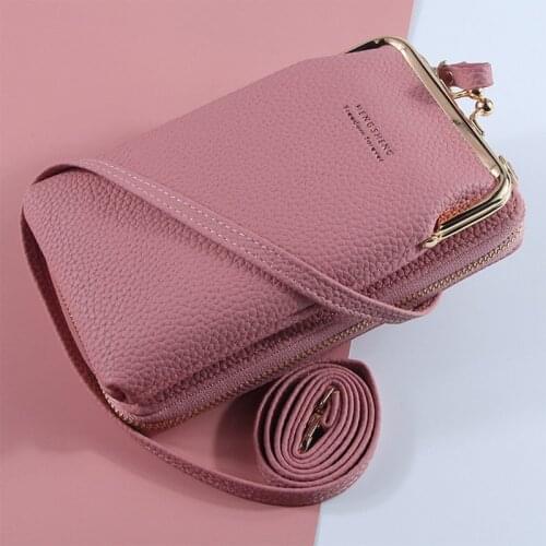 Hot Sell Mobile Phone Bags With Metal Opening Crossbody Bags Women Mini PU Leather Shoulder Messenger Bag For Girls Gift 2021