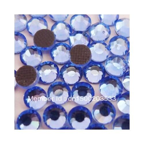 Hot! SS10-SS20 LT. Shappire Color Galss DMC Hotfix Rhinestone iron on Flatback Loose Crystal Shoe Clothing Nail Art Decoration