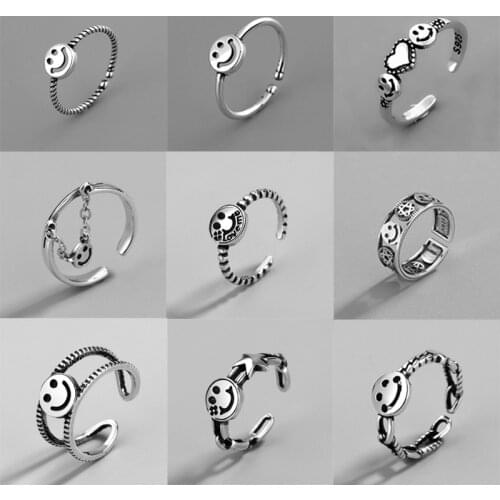 Fashion Retro Minimalist Happy Smile Ring Series Simple Fashion Ladies Ring Accessories Gift Jewelry