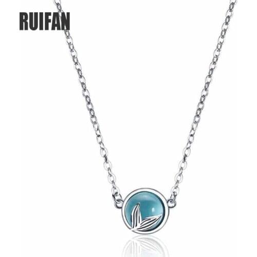 Fashion Blue Crystal Mermaid Bubble Pendant Necklace Silver Plated Chain Necklaces Women Ladies Gift for Girlfriend YNC040