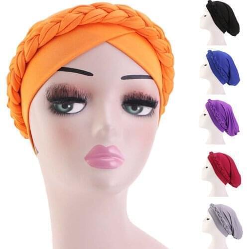 Muslim Women Hijab Turban Braid Chemo Cap Islamic Headscarf Wrap Beanie Bonnet Hair Loss Scarf Wrap Headwear Hair Care Hats