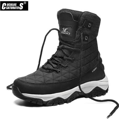 Men Waterproof Ankle Boots Autumn Winter Warm Plush Snow Boots Men Outdoor Sneaker Work Boots Male Rubber Winter Mens Boots