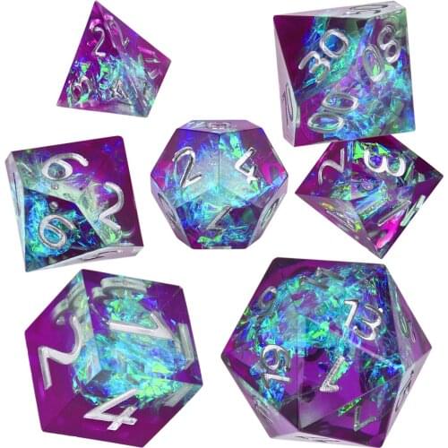 Resin Polyhedral Iridescent Dazzle Dice Set for Table Games RPG DND D4 D6 D8 D10 D% D12 D20